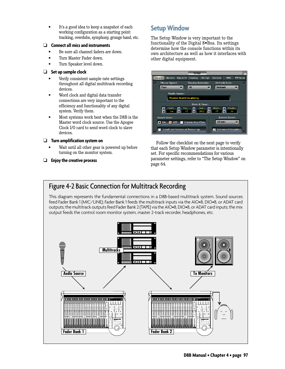 Setup window | MACKIE Digital 8Bus D8B v5.1 User Manual | Page 103 / 198