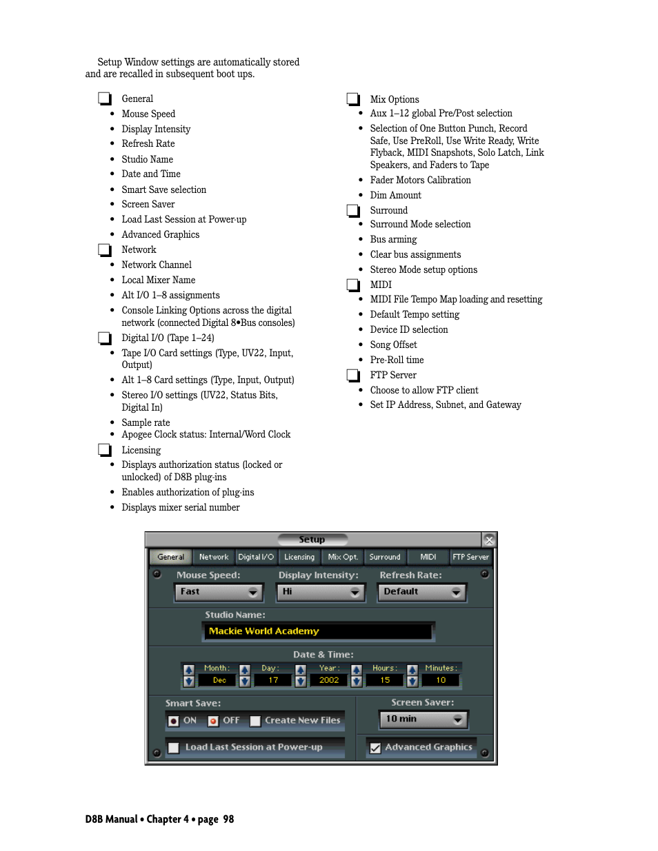 MACKIE Digital 8Bus D8B v5.1 User Manual | Page 104 / 198