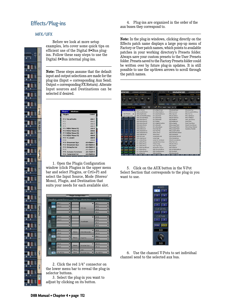 Effects/plug-ins, Mfx/ufx | MACKIE Digital 8Bus D8B v5.1 User Manual | Page 118 / 198