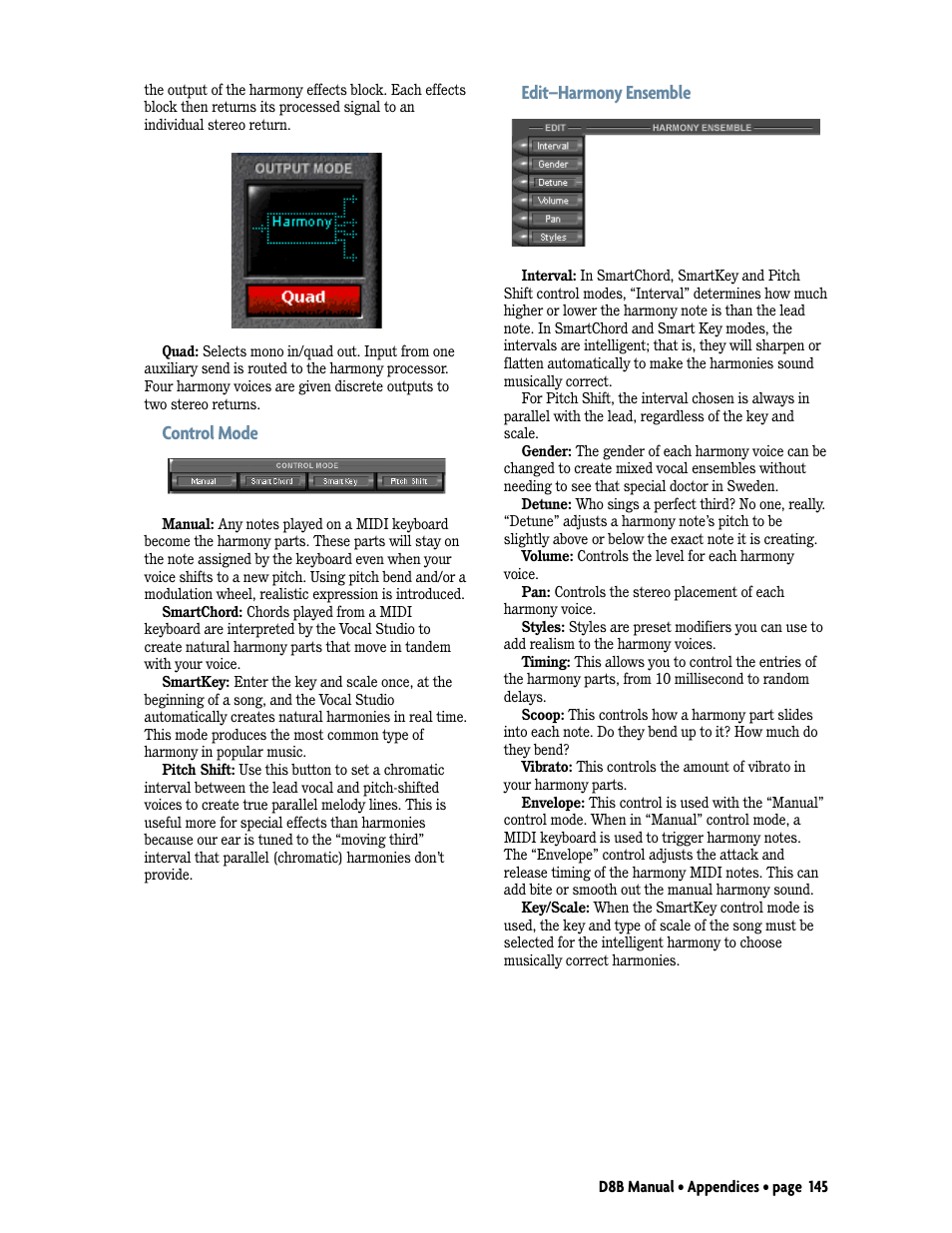 Control mode, Edit–harmony ensemble | MACKIE Digital 8Bus D8B v5.1 User Manual | Page 151 / 198