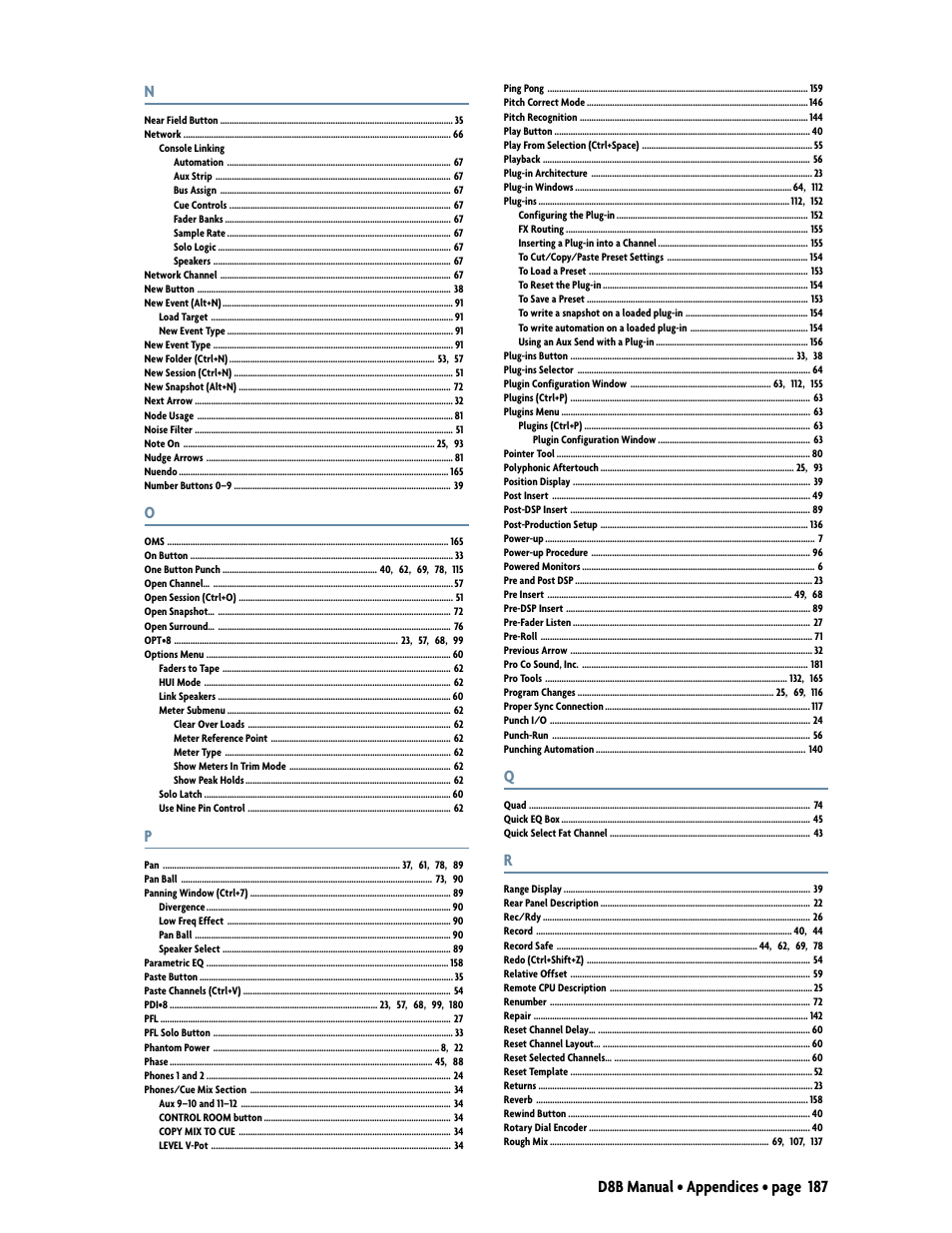 D8b manual • appendices • page 187 n | MACKIE Digital 8Bus D8B v5.1 User Manual | Page 193 / 198