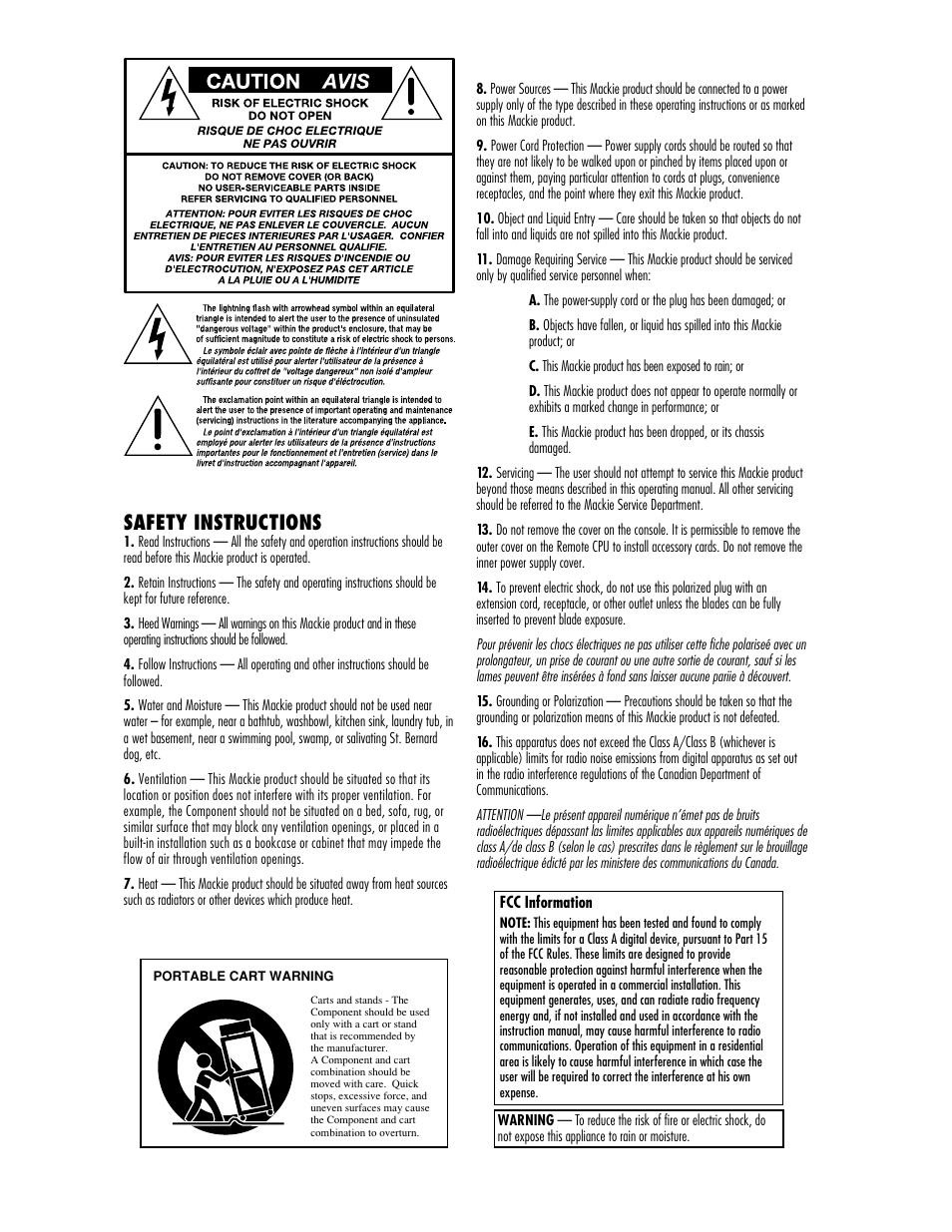 Safety instructions | MACKIE Digital 8Bus D8B v5.1 User Manual | Page 2 / 198