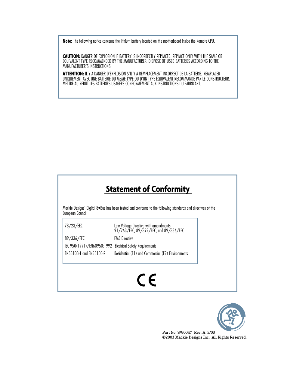 Statement of conformity | MACKIE Digital 8Bus D8B v5.1 User Manual | Page 3 / 198