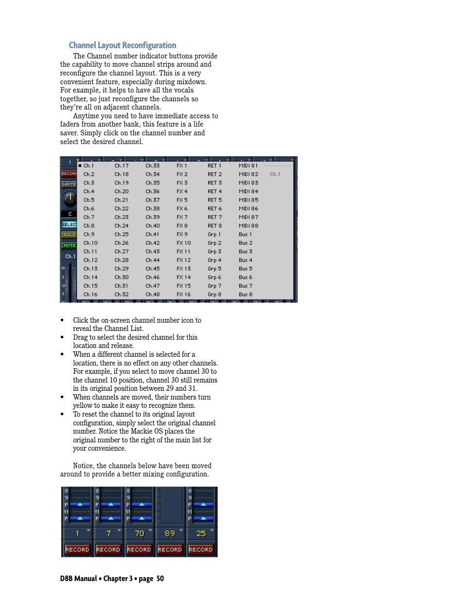 Channel layout reconfiguration | MACKIE Digital 8Bus D8B v5.1 User Manual | Page 56 / 198