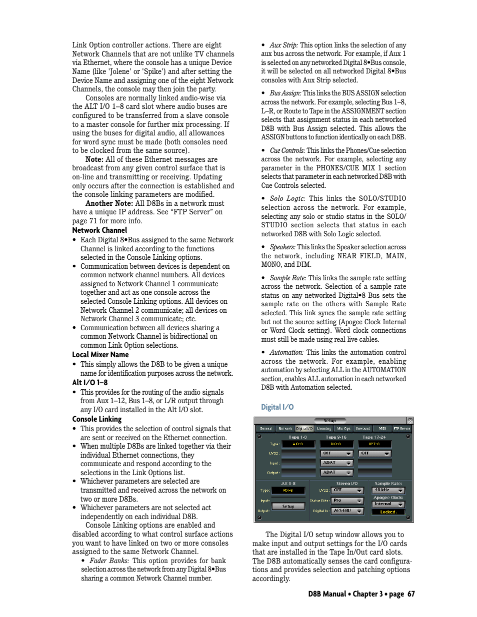 Digital i/o | MACKIE Digital 8Bus D8B v5.1 User Manual | Page 73 / 198