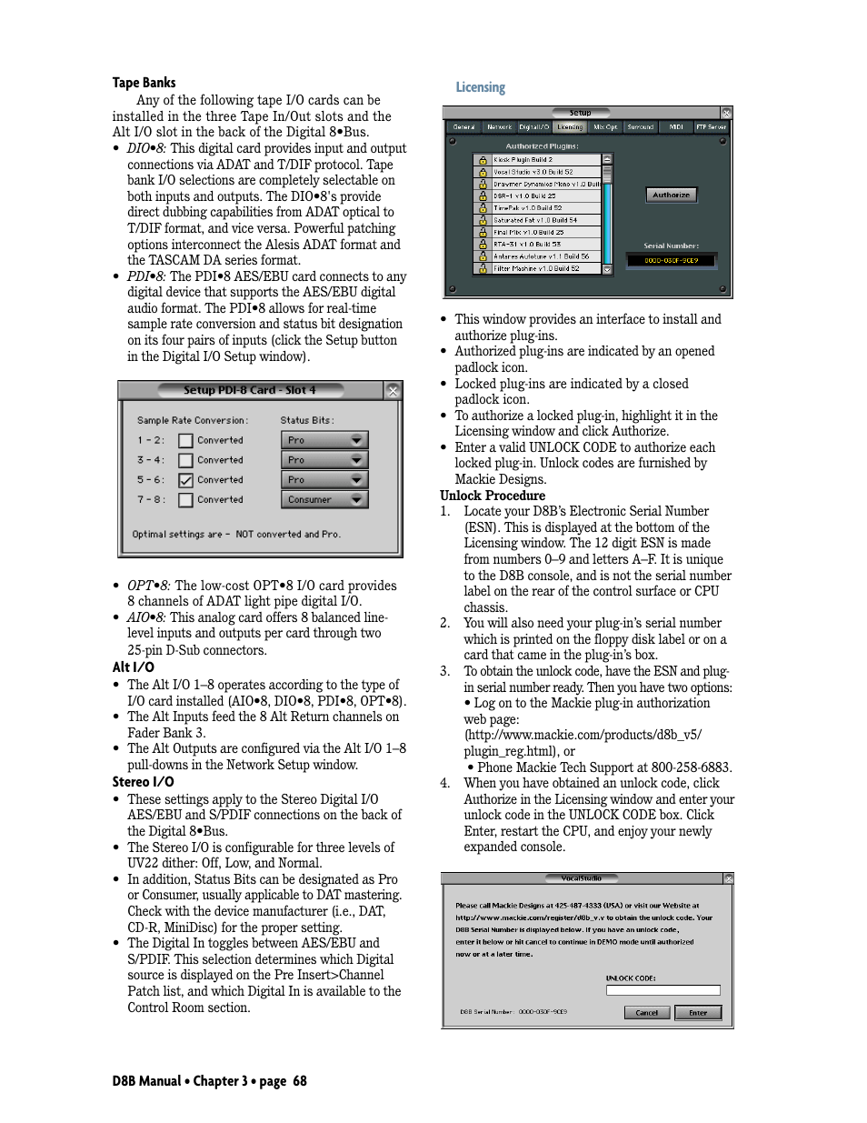 Licensing | MACKIE Digital 8Bus D8B v5.1 User Manual | Page 74 / 198