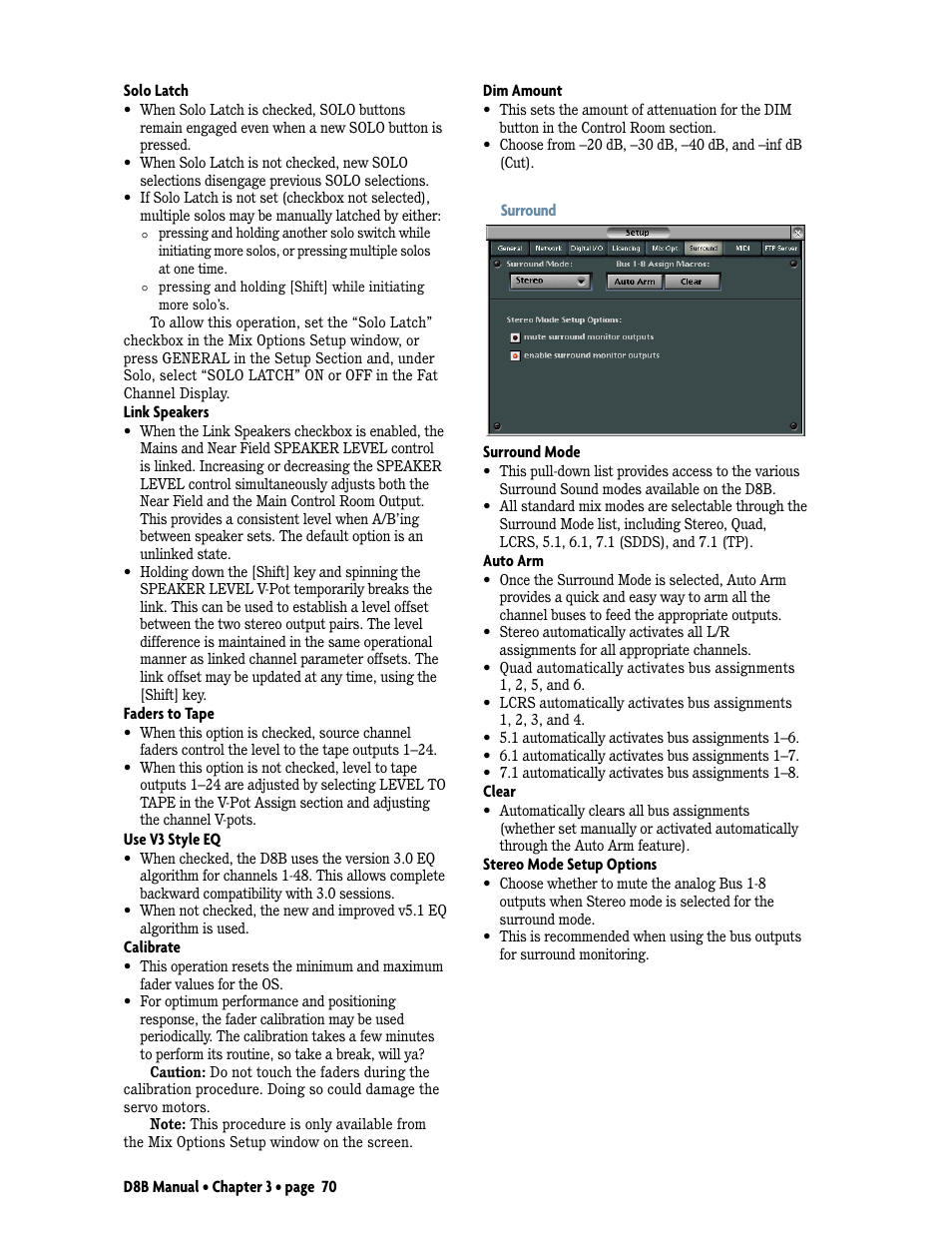 Surround | MACKIE Digital 8Bus D8B v5.1 User Manual | Page 76 / 198