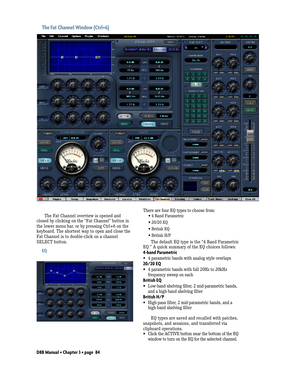 The fat channel window (ctrl+6) | MACKIE Digital 8Bus D8B v5.1 User Manual | Page 90 / 198