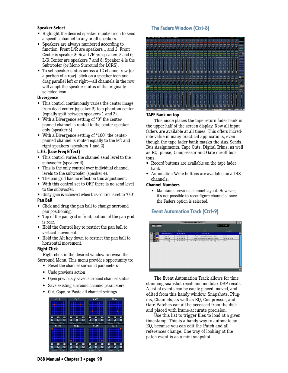 The faders window (ctrl+8), Event automation track (ctrl+9) | MACKIE Digital 8Bus D8B v5.1 User Manual | Page 96 / 198