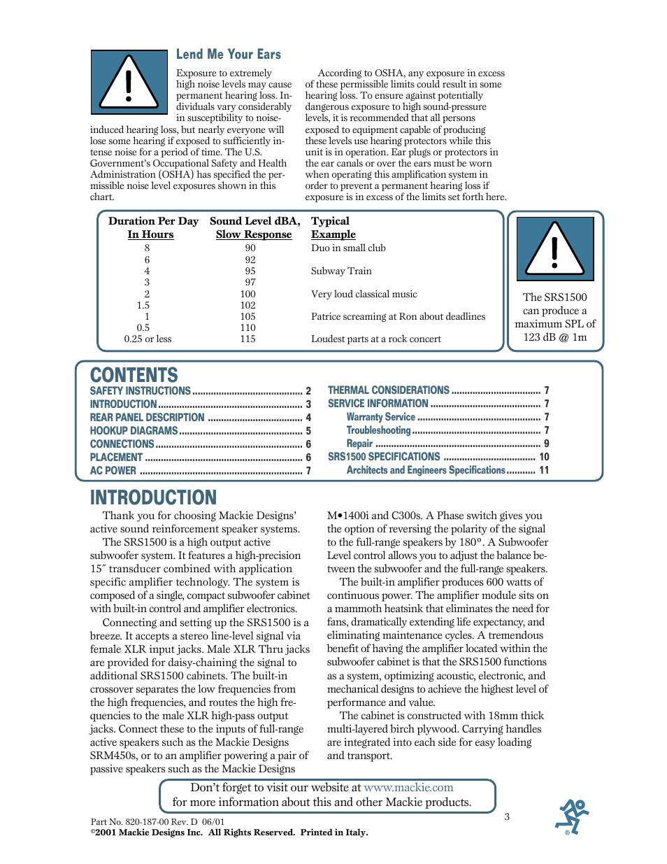MACKIE SRS1500 User Manual | Page 3 / 12