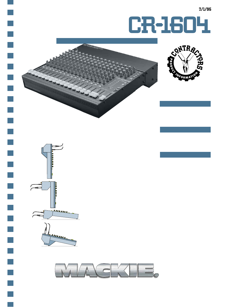 MACKIE 16X2 RACK MOUNT MIC/LINE CR-1604 User Manual | 4 pages