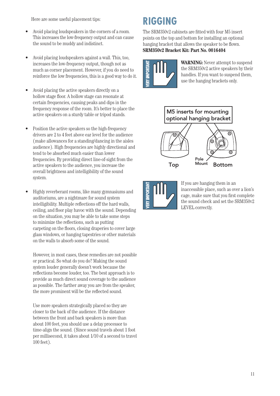 Rigging | MACKIE SRM350 User Manual | Page 11 / 20