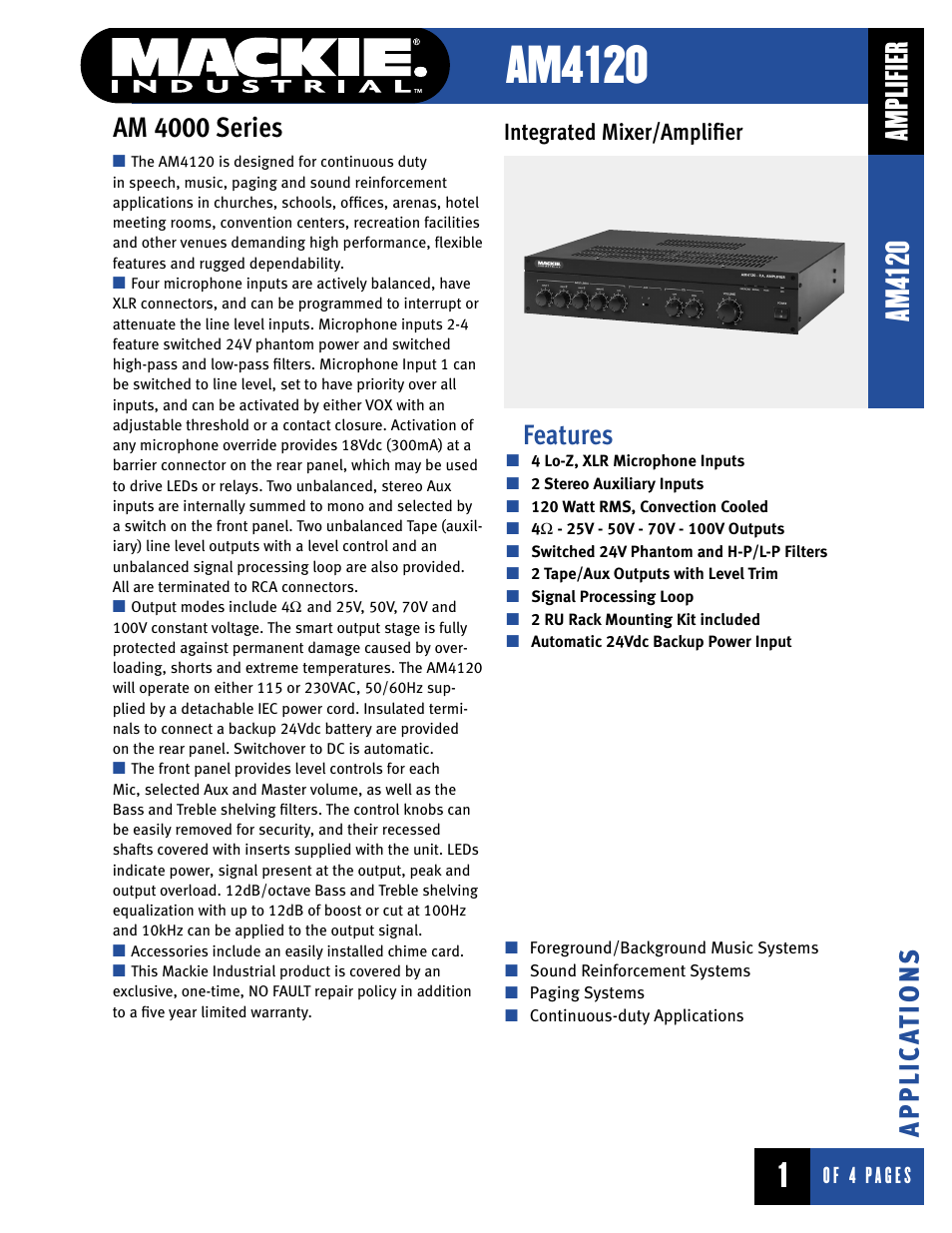 MACKIE AM4120 User Manual | 4 pages