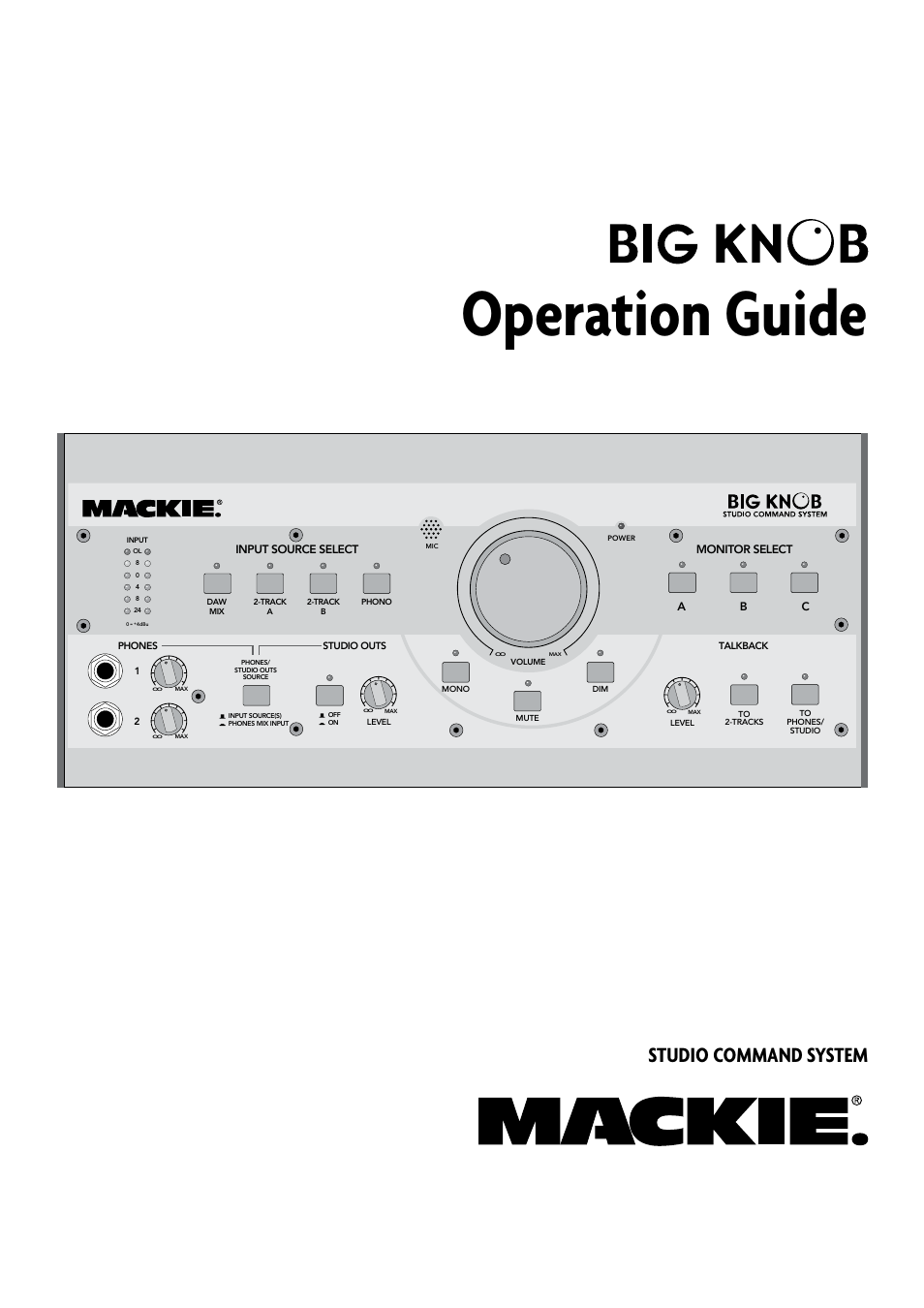MACKIE Big Knob Studio Command System User Manual | 20 pages