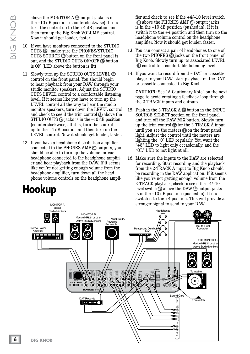 Hookup, Big knob | MACKIE Big Knob Studio Command System User Manual | Page 6 / 20