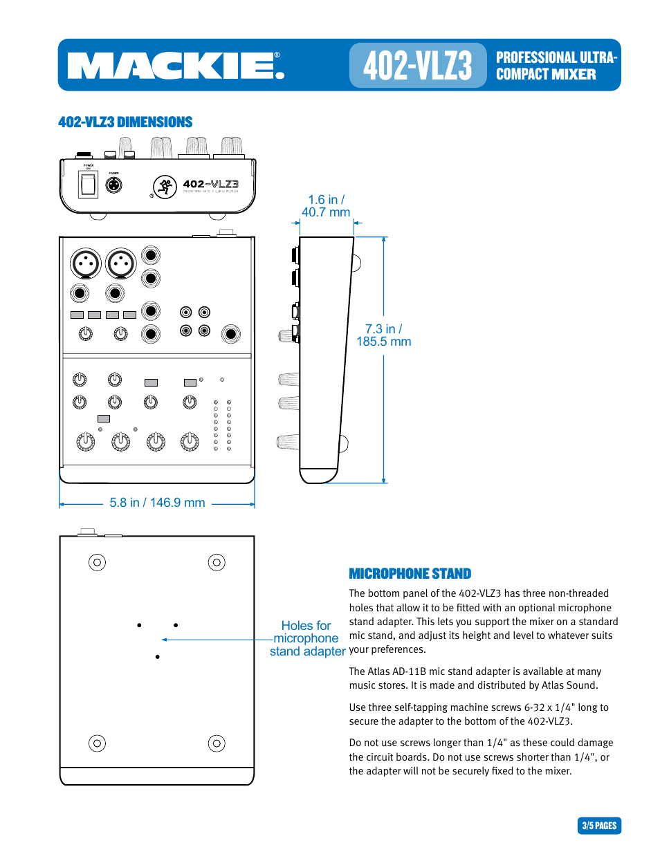 Vlz3 | MACKIE PROFESSIONALULTRA 402-VLZ3 User Manual | Page 3 / 5