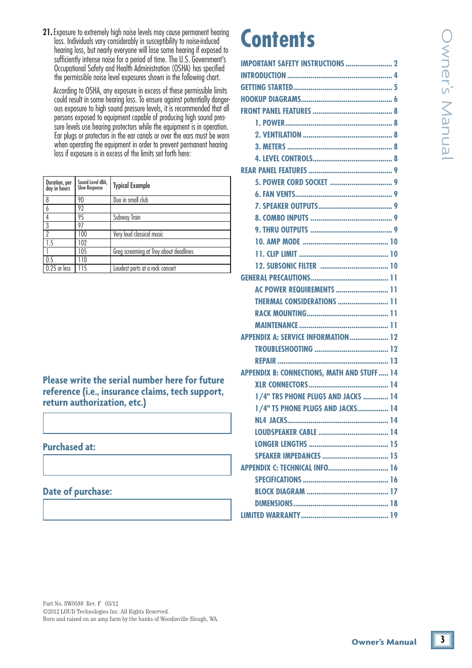 MACKIE FRS1700 User Manual | Page 3 / 20