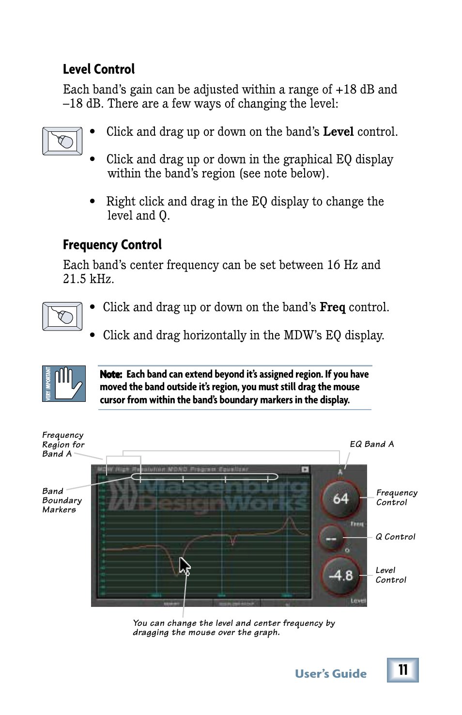 Level control, Frequency control | MACKIE MDW 2x2 User Manual | Page 11 / 24