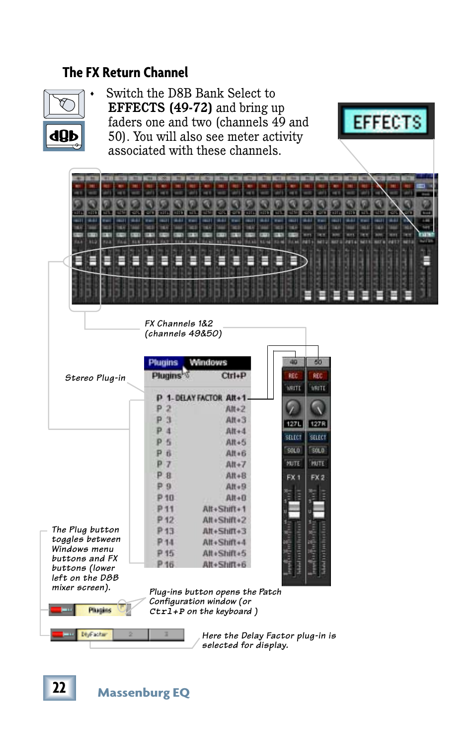 The fx return channel | MACKIE MDW 2x2 User Manual | Page 22 / 24