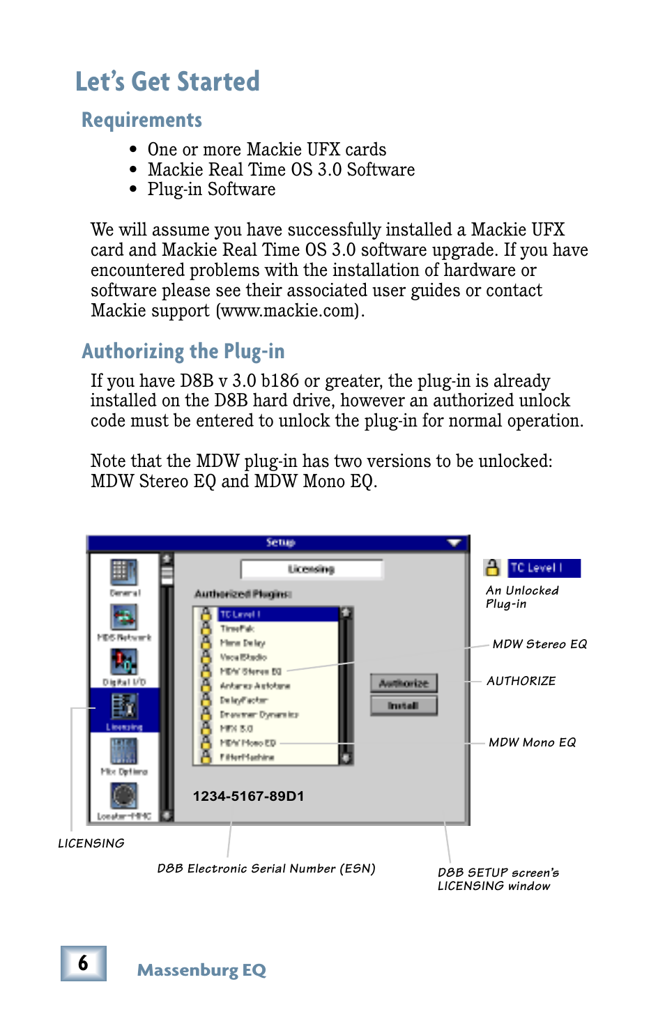 Let's get started, Requirements, Authorizing the plug-in | Let’s get started | MACKIE MDW 2x2 User Manual | Page 6 / 24