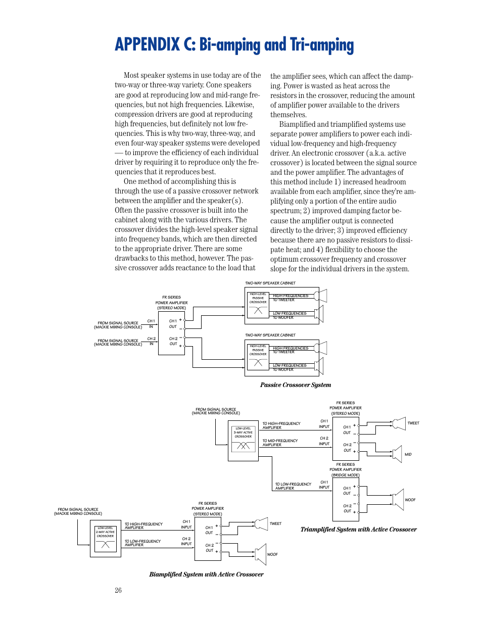 Appendix c: bi-amping and tri-amping | MACKIE M800 User Manual | Page 26 / 27