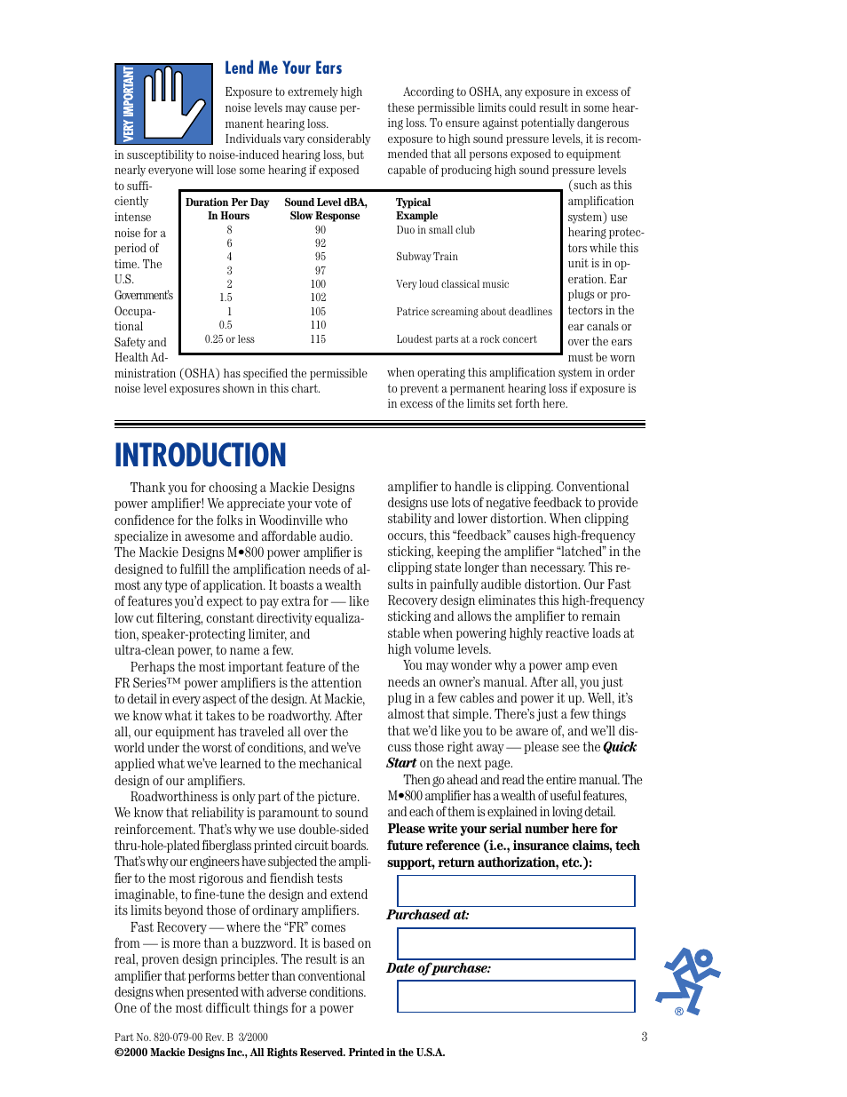 Introduction, Lend me your ears | MACKIE M800 User Manual | Page 3 / 27