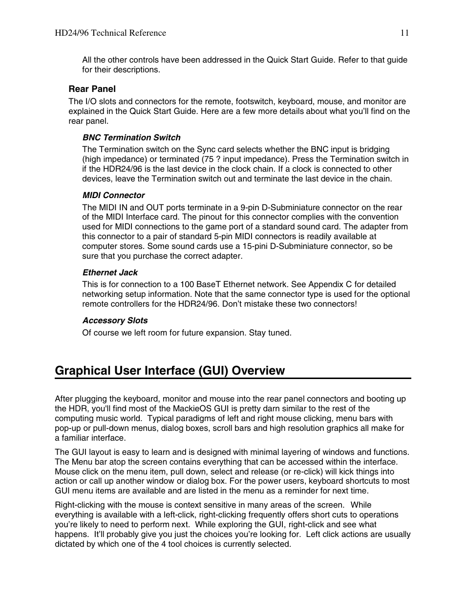 Graphical user interface (gui) overview | MACKIE HDR 24/96 User Manual | Page 11 / 110