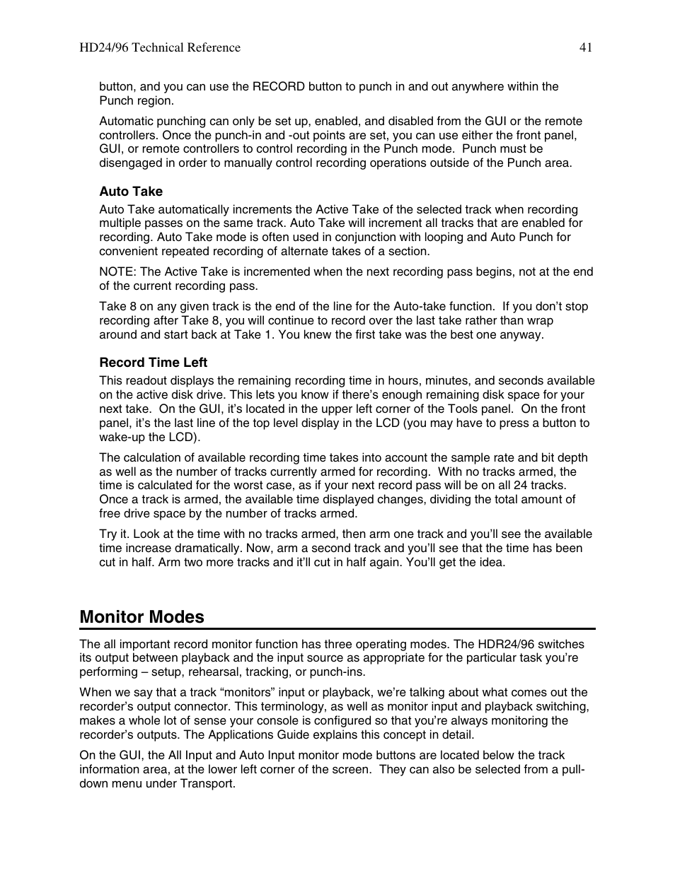 Monitor modes | MACKIE HDR 24/96 User Manual | Page 41 / 110