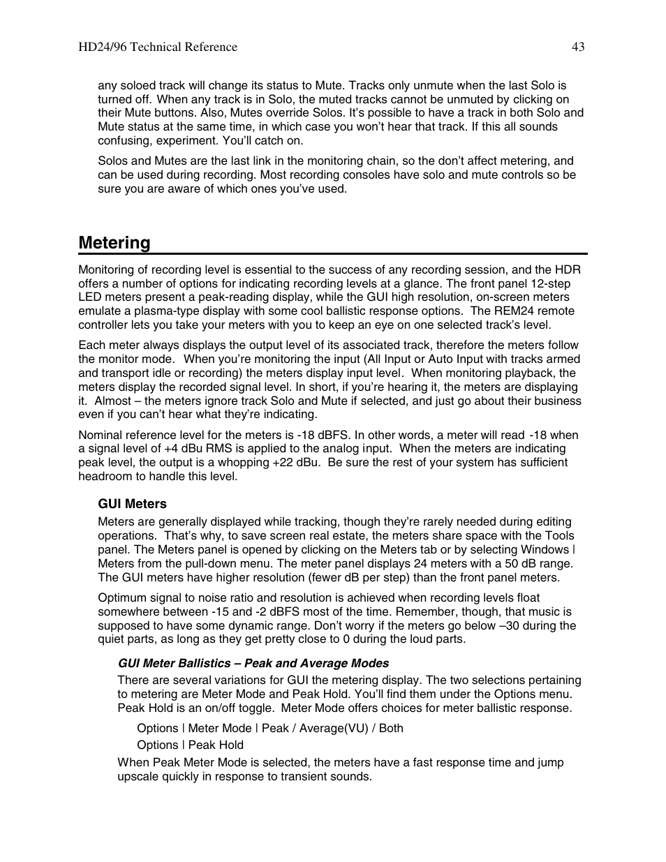 Metering | MACKIE HDR 24/96 User Manual | Page 43 / 110