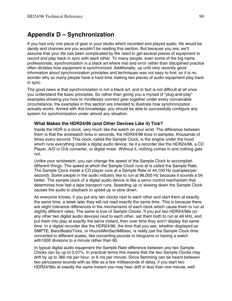 Appendix d – synchronization | MACKIE HDR 24/96 User Manual | Page 90 / 110