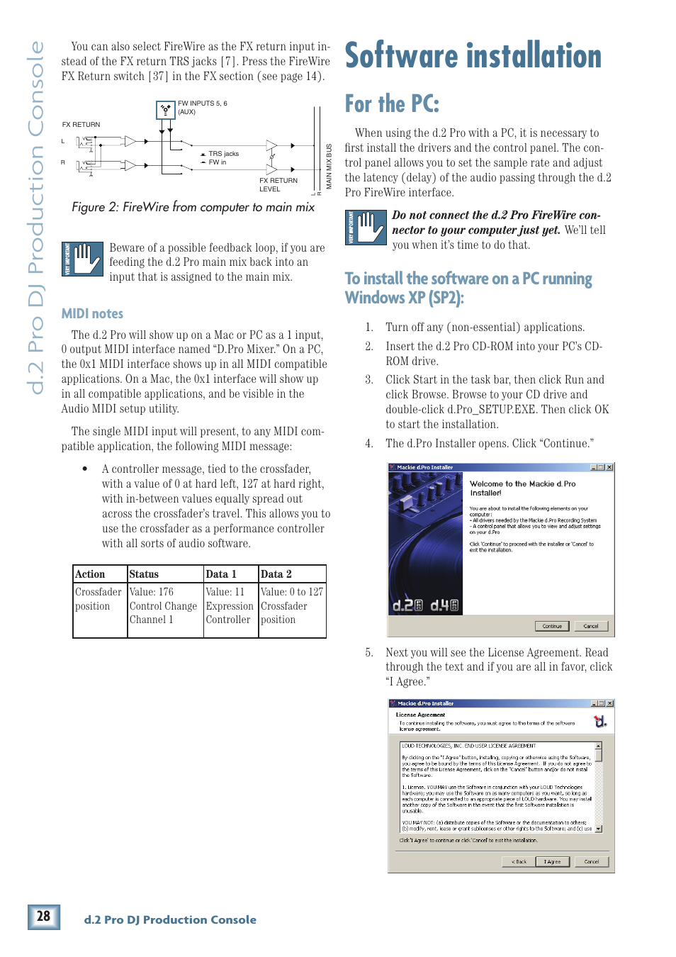 Software installation, For the pc, D.2 pr o dj pr oduc tion c ons ole | MACKIE DJ Mixer User Manual | Page 28 / 32