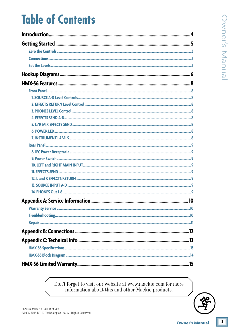 MACKIE HMX-56 User Manual | Page 3 / 16