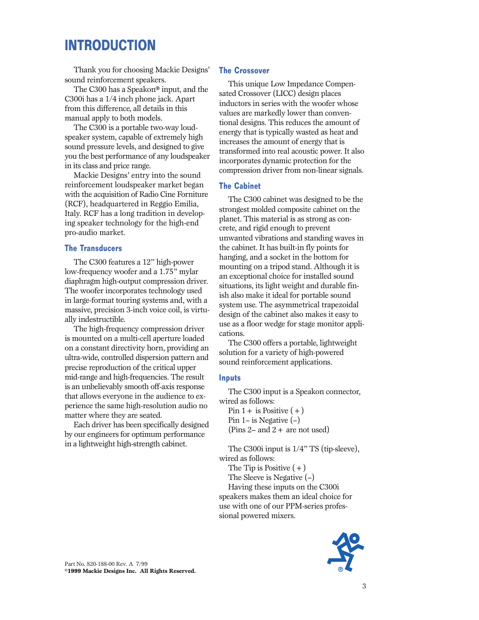Introduction | MACKIE C300i User Manual | Page 3 / 11