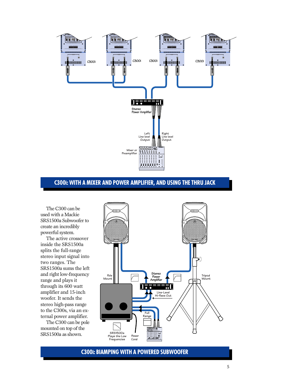 C300, Biamping with a powered subwoofer | MACKIE C300i User Manual | Page 5 / 11