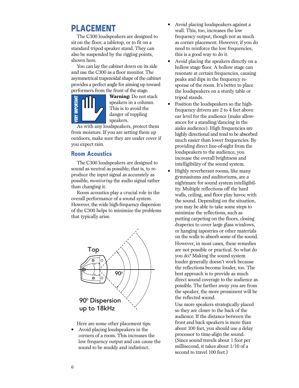 Placement | MACKIE C300i User Manual | Page 6 / 11