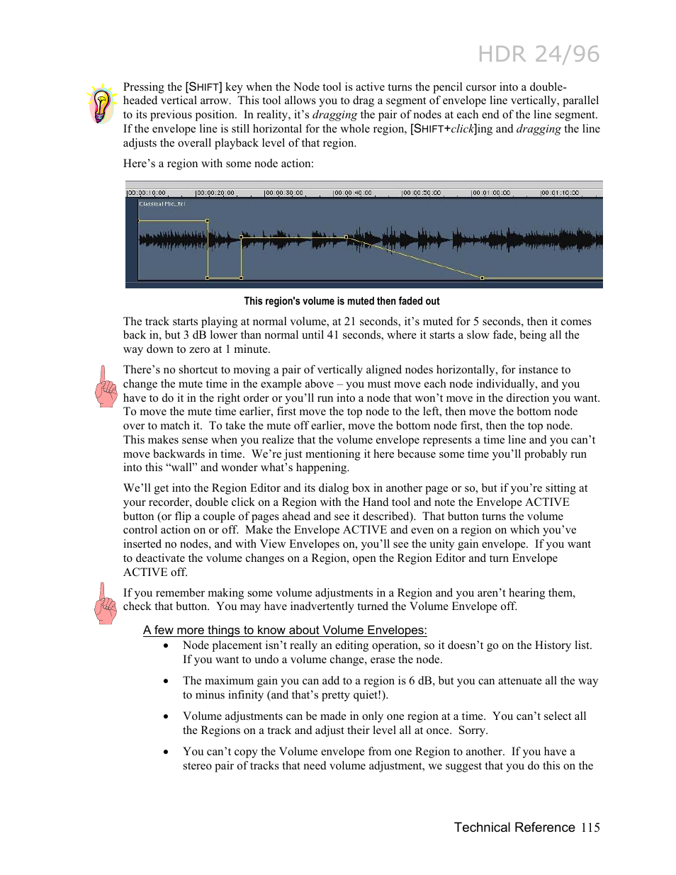 A few more things to know about volume envelopes, Hdr 24/96 | MACKIE HDR24/96 User Manual | Page 115 / 226