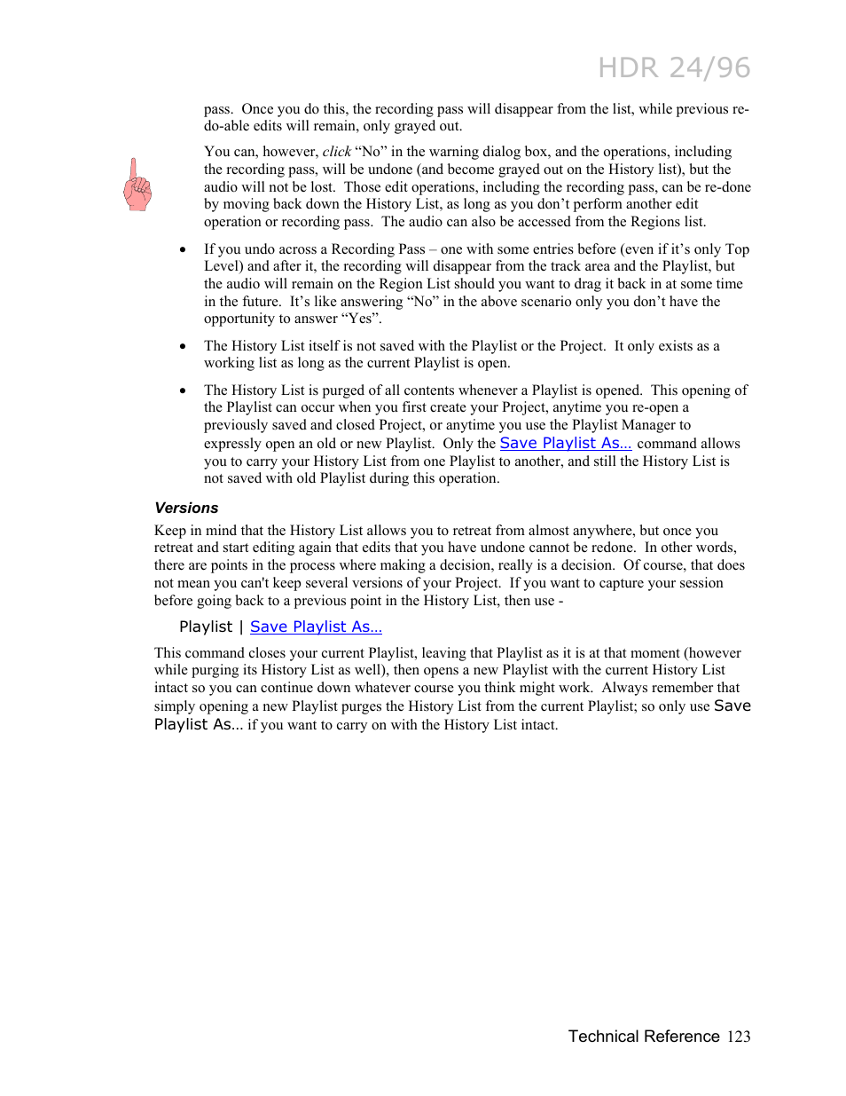 Versions, Versions 123, Hdr 24/96 | MACKIE HDR24/96 User Manual | Page 123 / 226