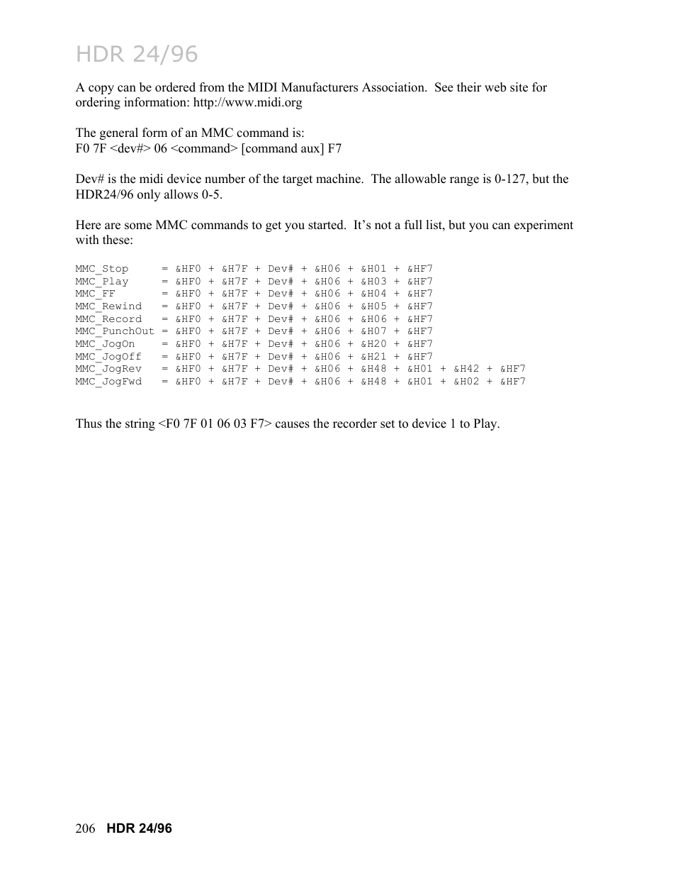 Hdr 24/96 | MACKIE HDR24/96 User Manual | Page 206 / 226