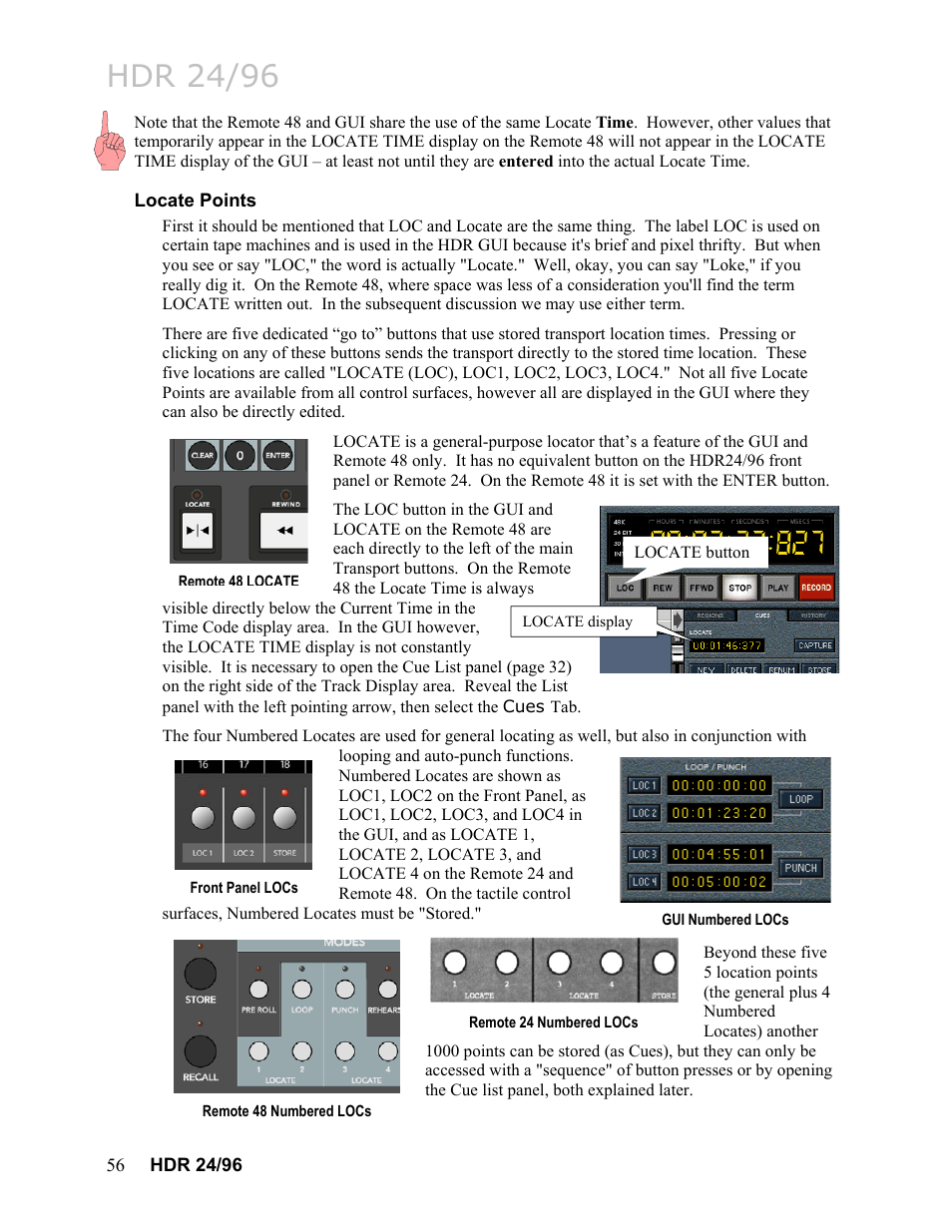 Locate points, Hdr 24/96 | MACKIE HDR24/96 User Manual | Page 56 / 226