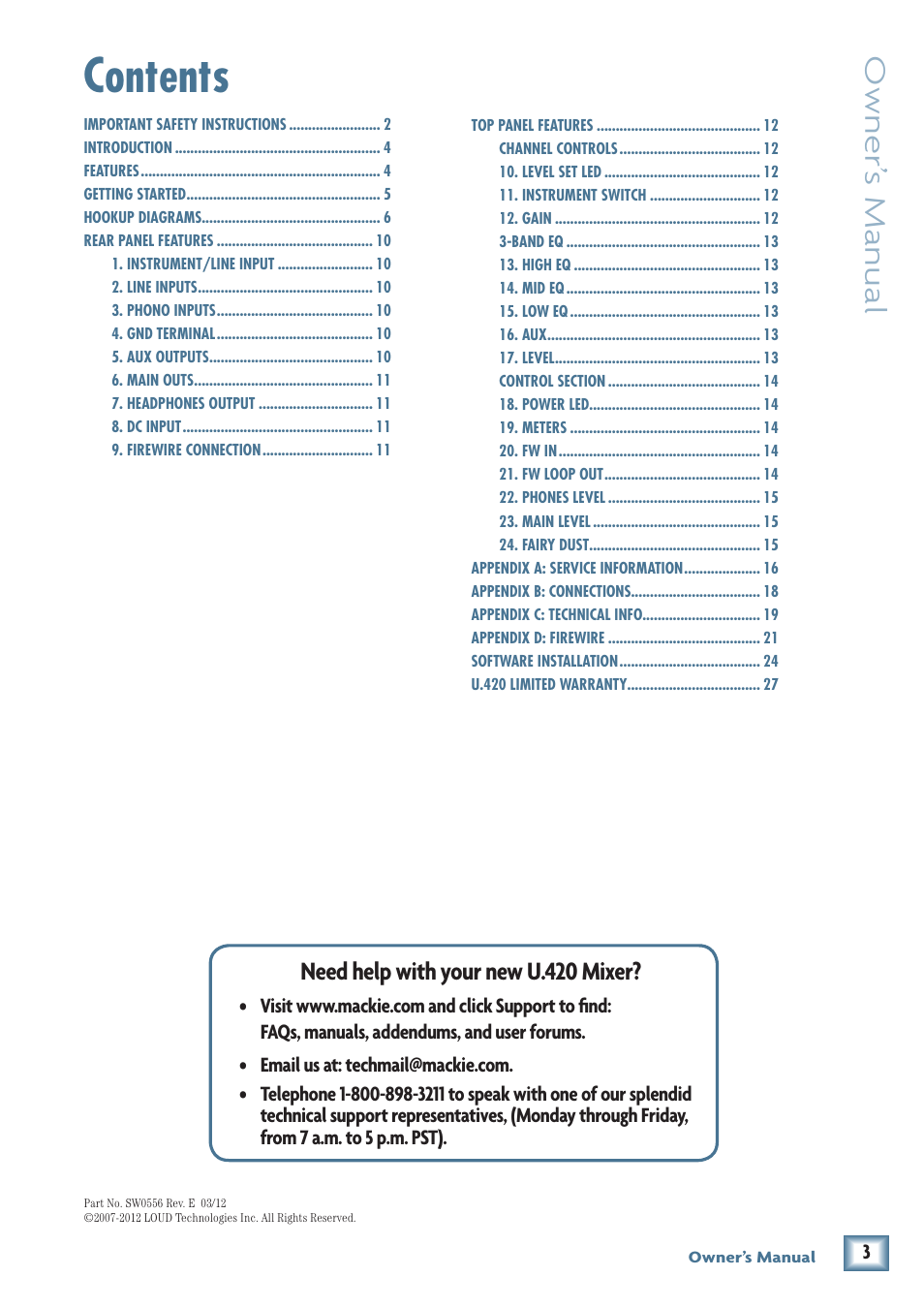 MACKIE U.420 User Manual | Page 3 / 28