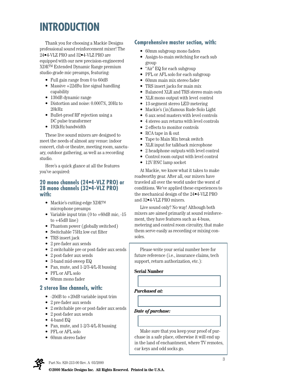 Introduction | MACKIE SR244-VLZ PRO User Manual | Page 3 / 31