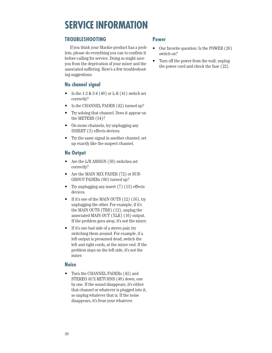 Service information | MACKIE SR244-VLZ PRO User Manual | Page 30 / 31