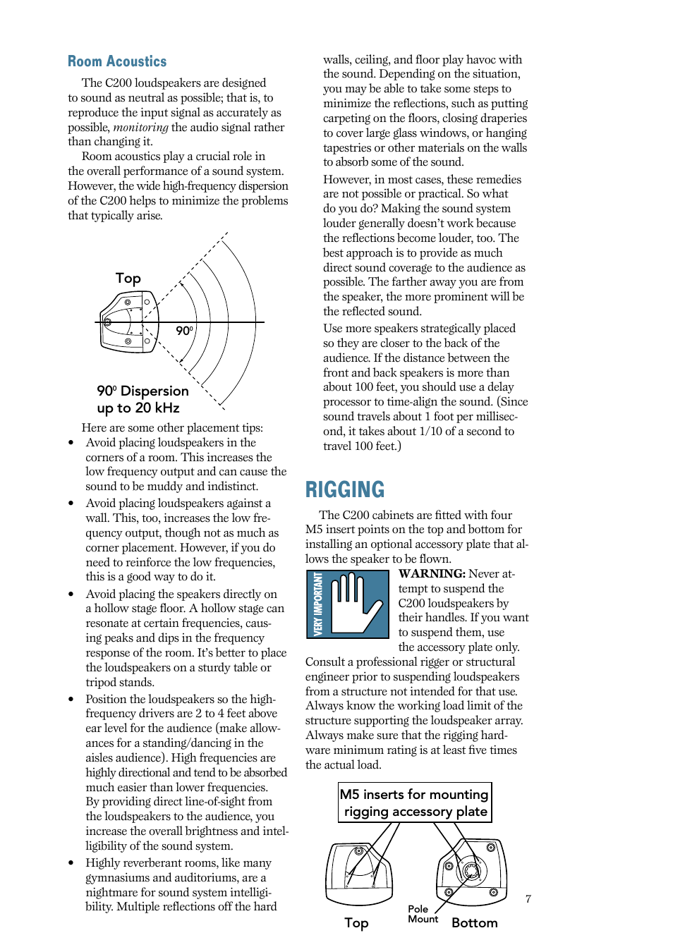 Rigging, Room.acoustics | MACKIE C200 User Manual | Page 7 / 12