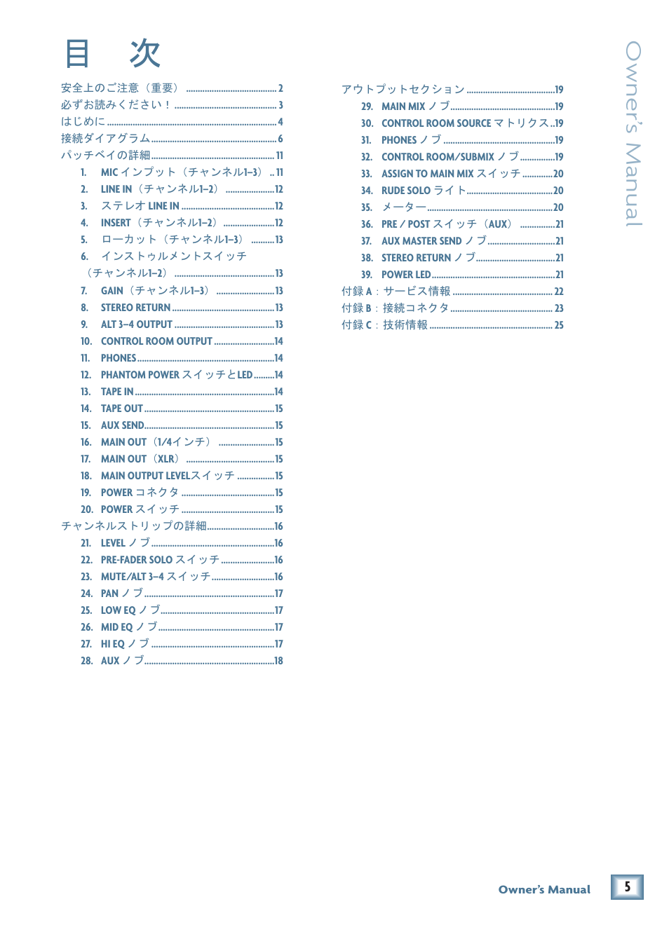 Owner’ s manual | MACKIE 802-VLZ3 User Manual | Page 5 / 28