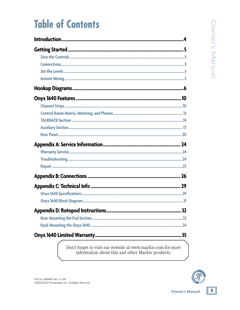 MACKIE 1640 User Manual | Page 3 / 36