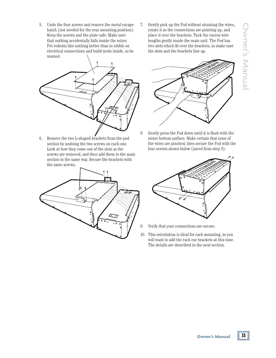 Owner ’s manual | MACKIE 1640 User Manual | Page 33 / 36