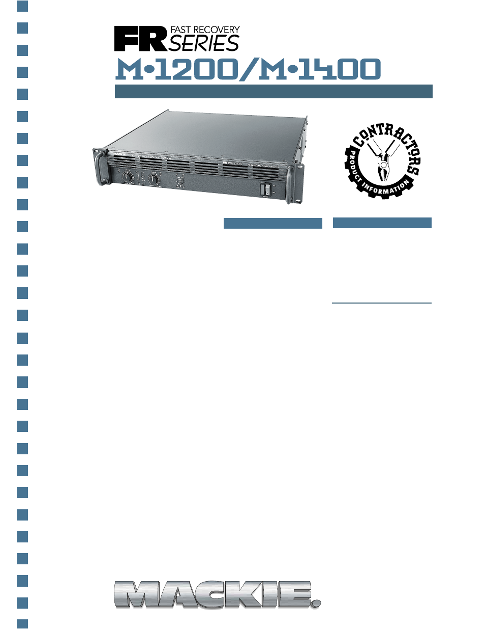 MACKIE FAST RECOVERY SERIES M1200 User Manual | 6 pages