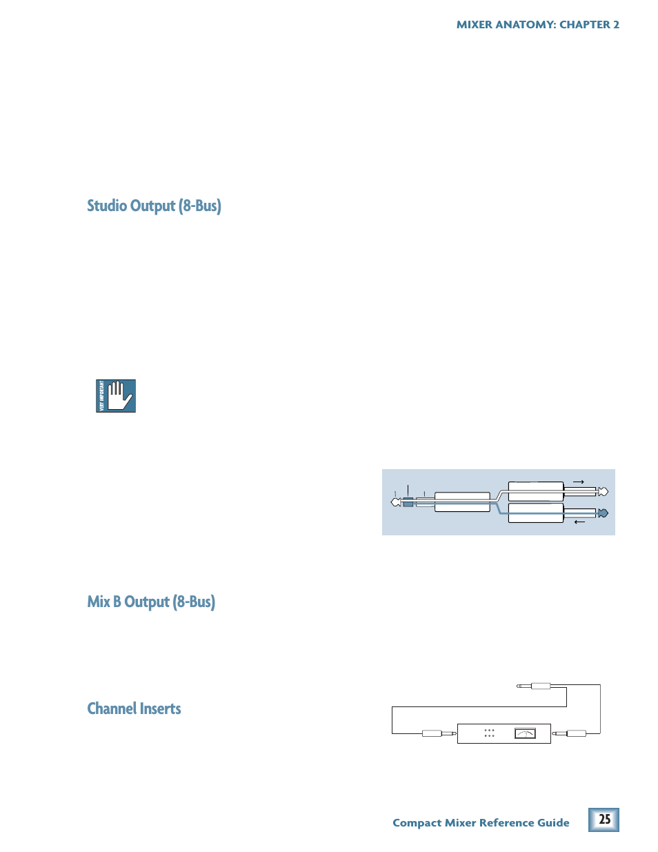 Studio output (8-bus), Mix b output (8-bus), Channel inserts | MACKIE Compact Mixer User Manual | Page 9 / 14