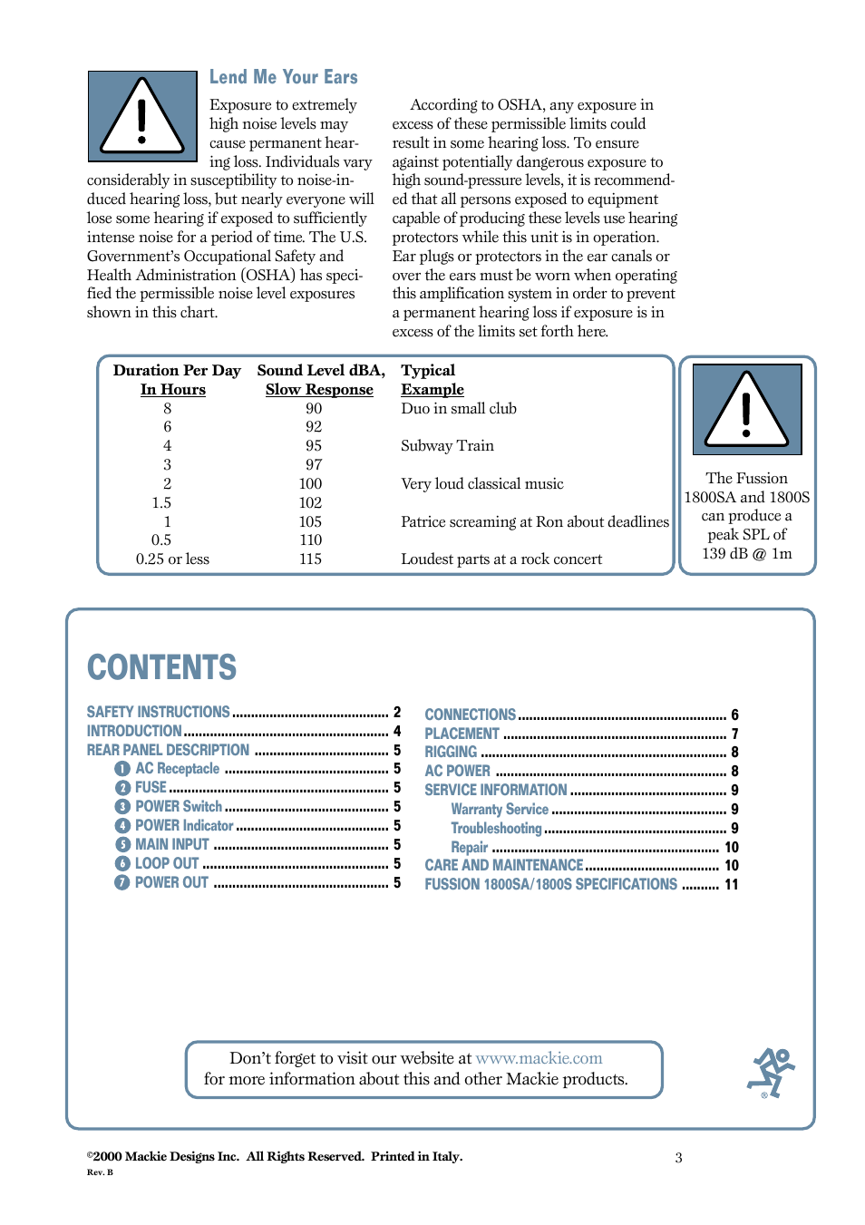 MACKIE 1800SA User Manual | Page 3 / 12