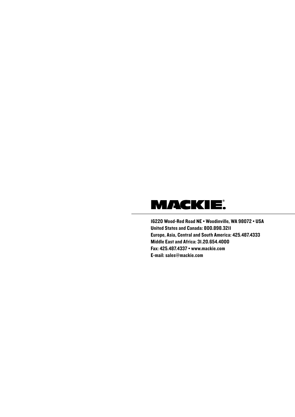 MACKIE FRS1300 User Manual | Page 20 / 20